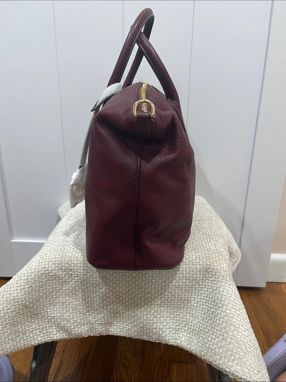 Michael Kors large Hyde Wine Pebbled Leather satchel with Gold Hardware